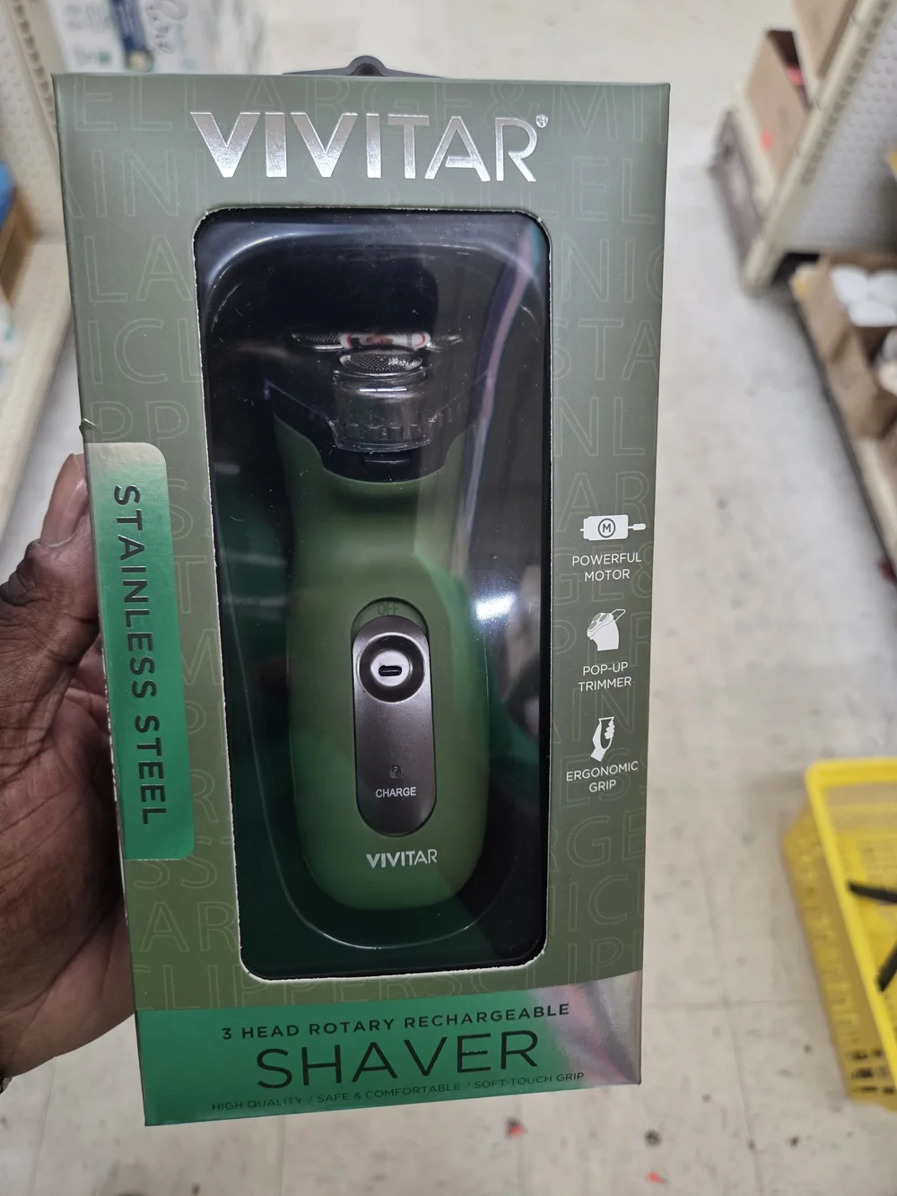 Men's 3-Head Rotary Rechargeable Shaver — Green